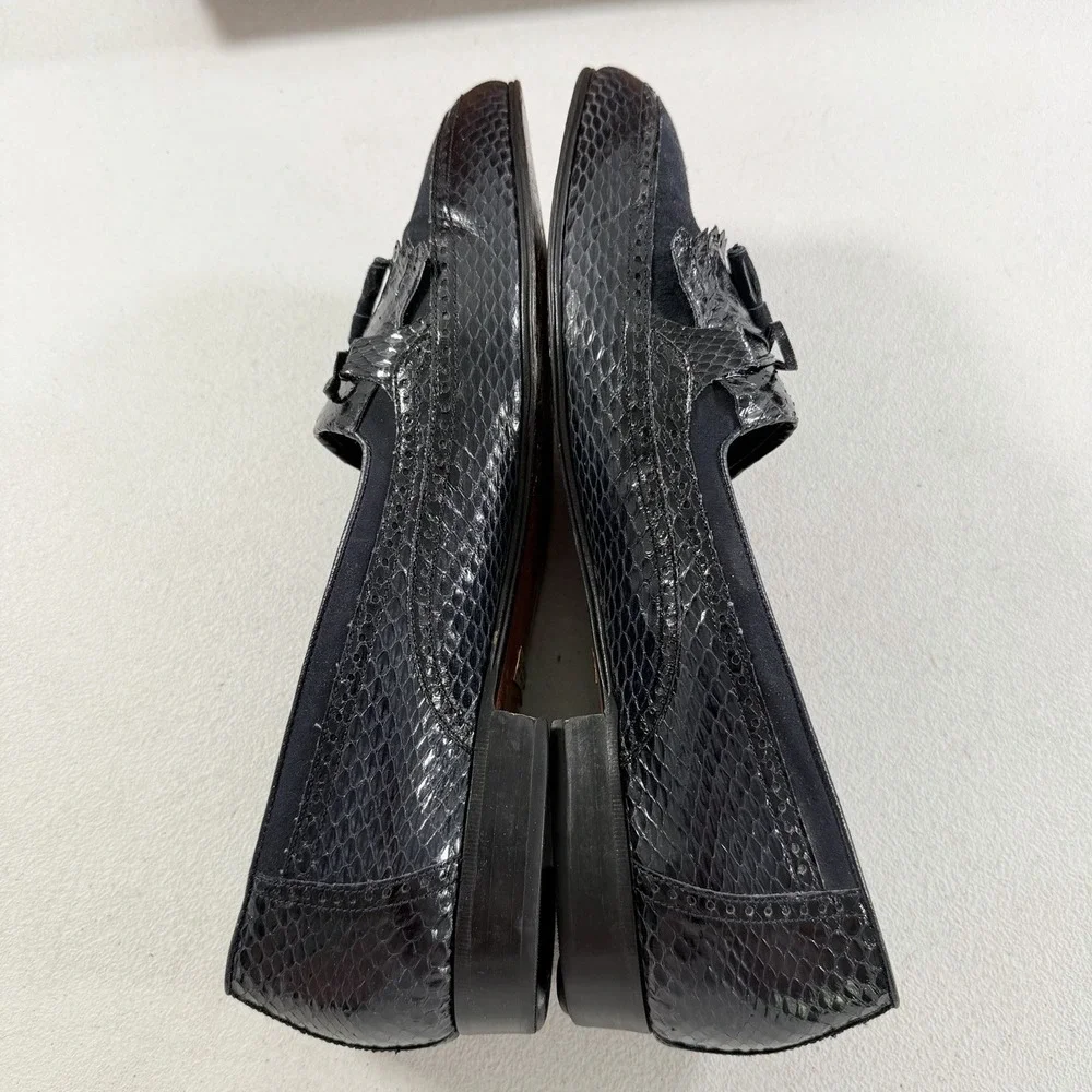 Giorgio Brutini Genuine Reptile Suede Navy Blue‎ Slip On Loafers Men's Size 10.5